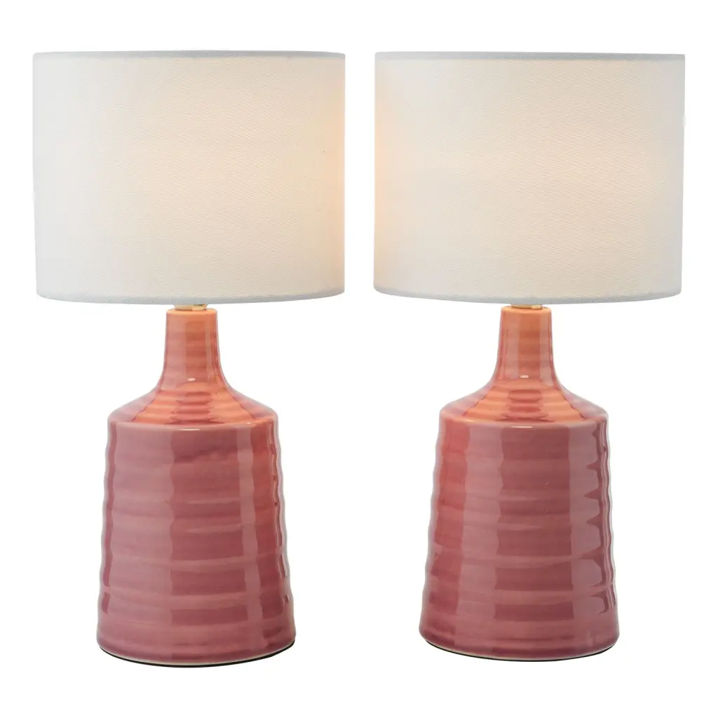 Inci Twin Pack Pink Table Lamp C/W Shade