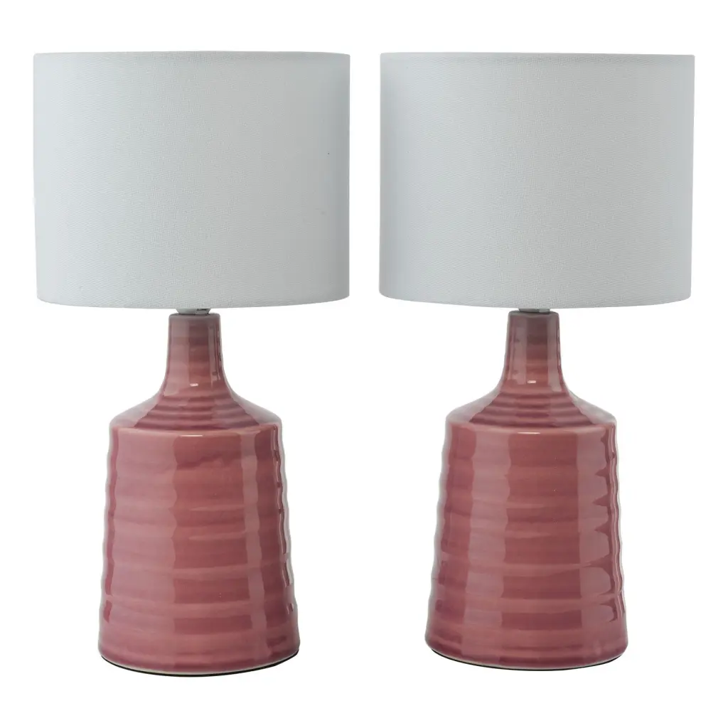 Inci Twin Pack Pink Table Lamp C/W Shade