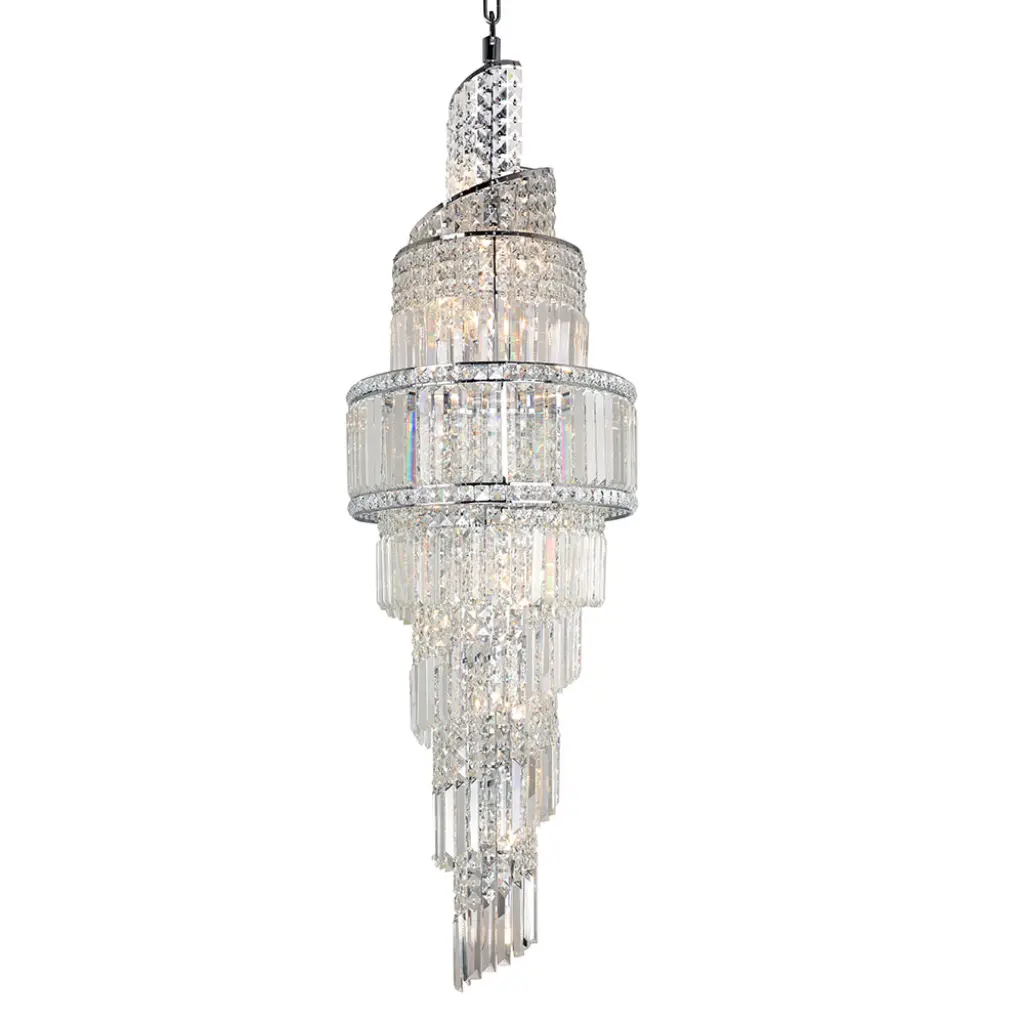 Isla 19 Light Crystal Pendant in Polished Chrome