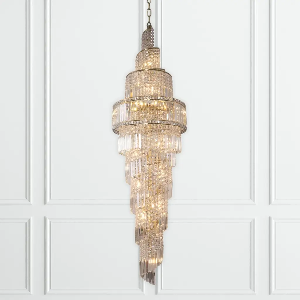 Isla 24 Light Crystal Pendant in Antique Brass