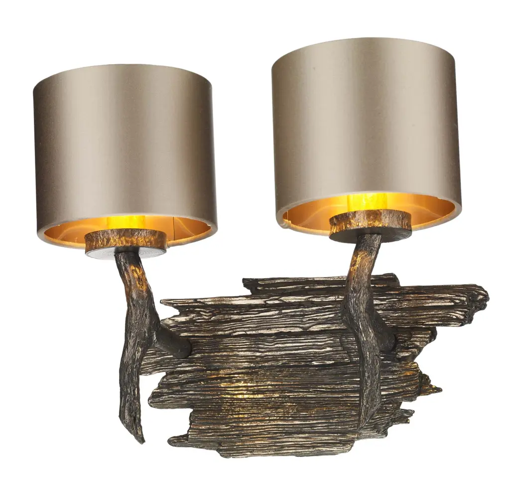 Joshua Double Wall Bracket in Bronze C/W Bespoke Shade
