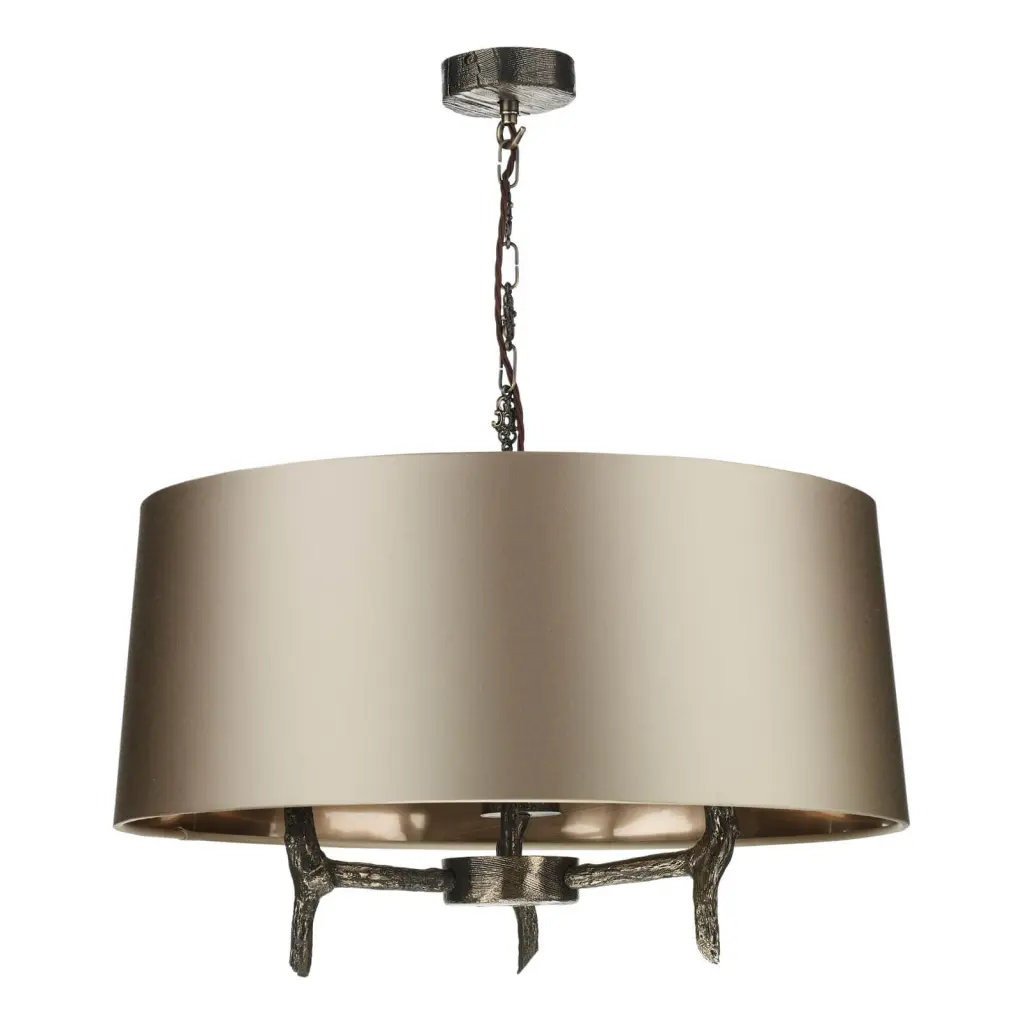 Joshua 3 Light Bronze Pendant C/W Drum Bespoke Shade