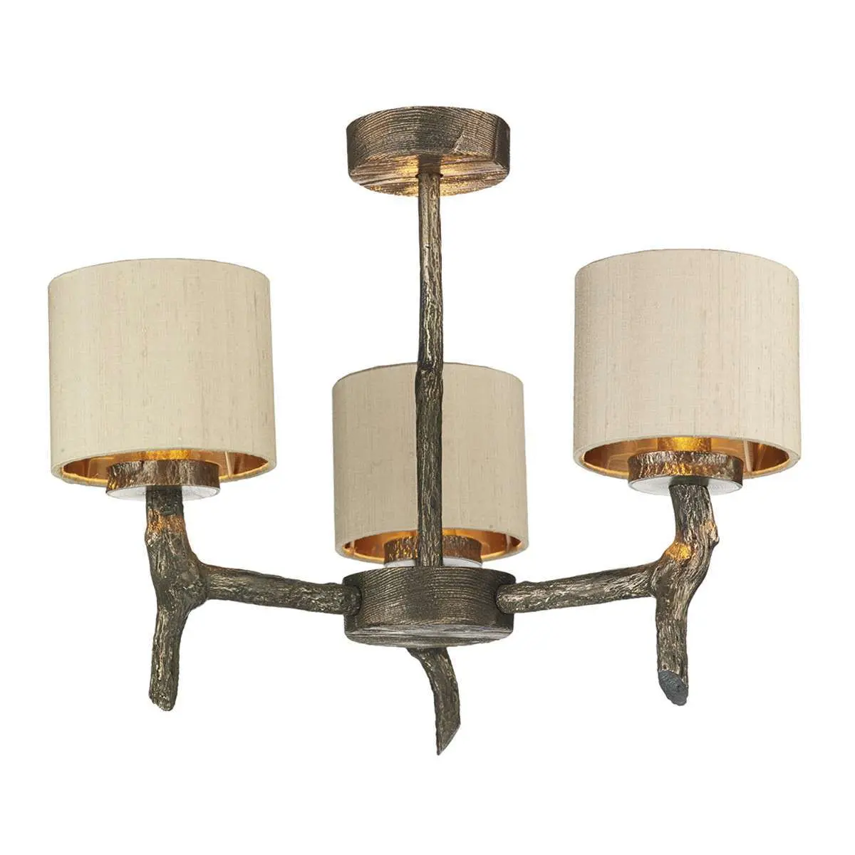 Joshua 3 Light Dual Mount Bronze Pendant C/W Bespoke Shades