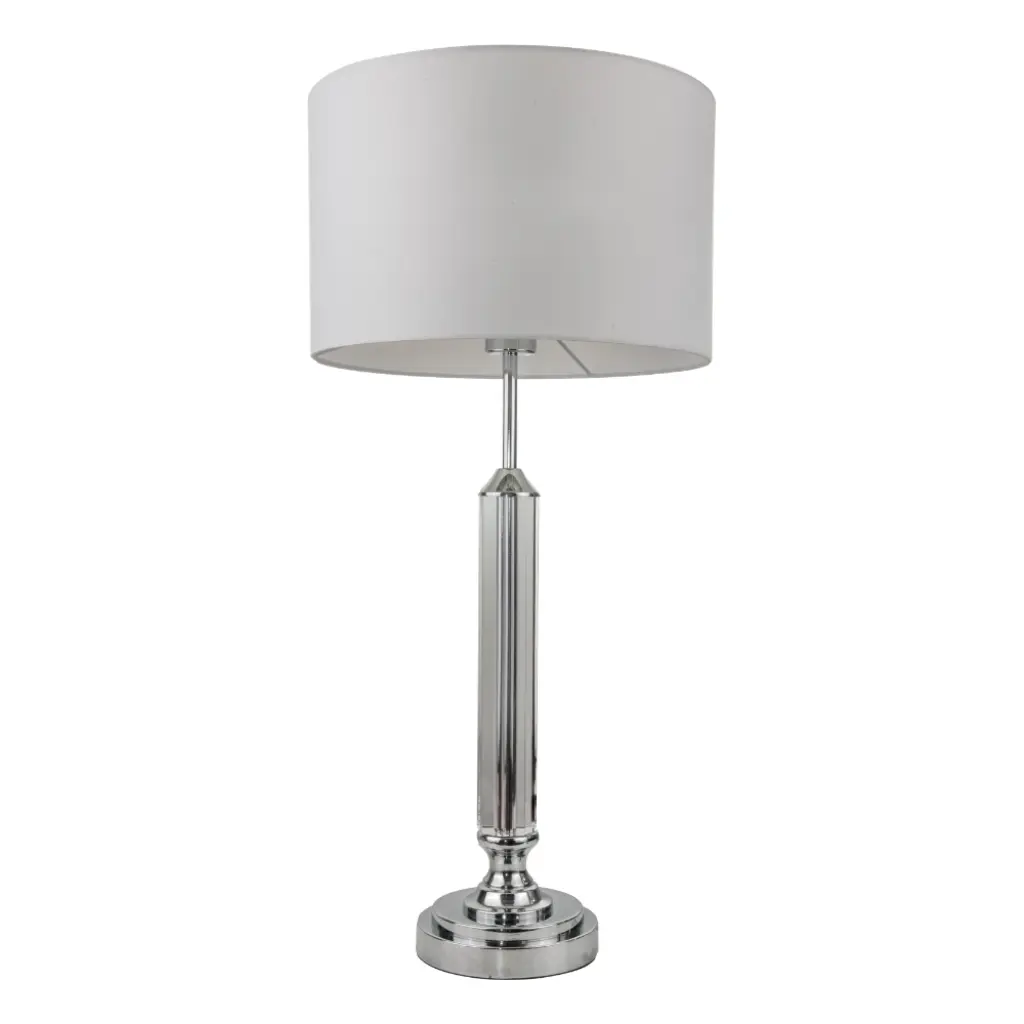 Julie Polished Chrome & Crystal Table Lamp C/W Shade