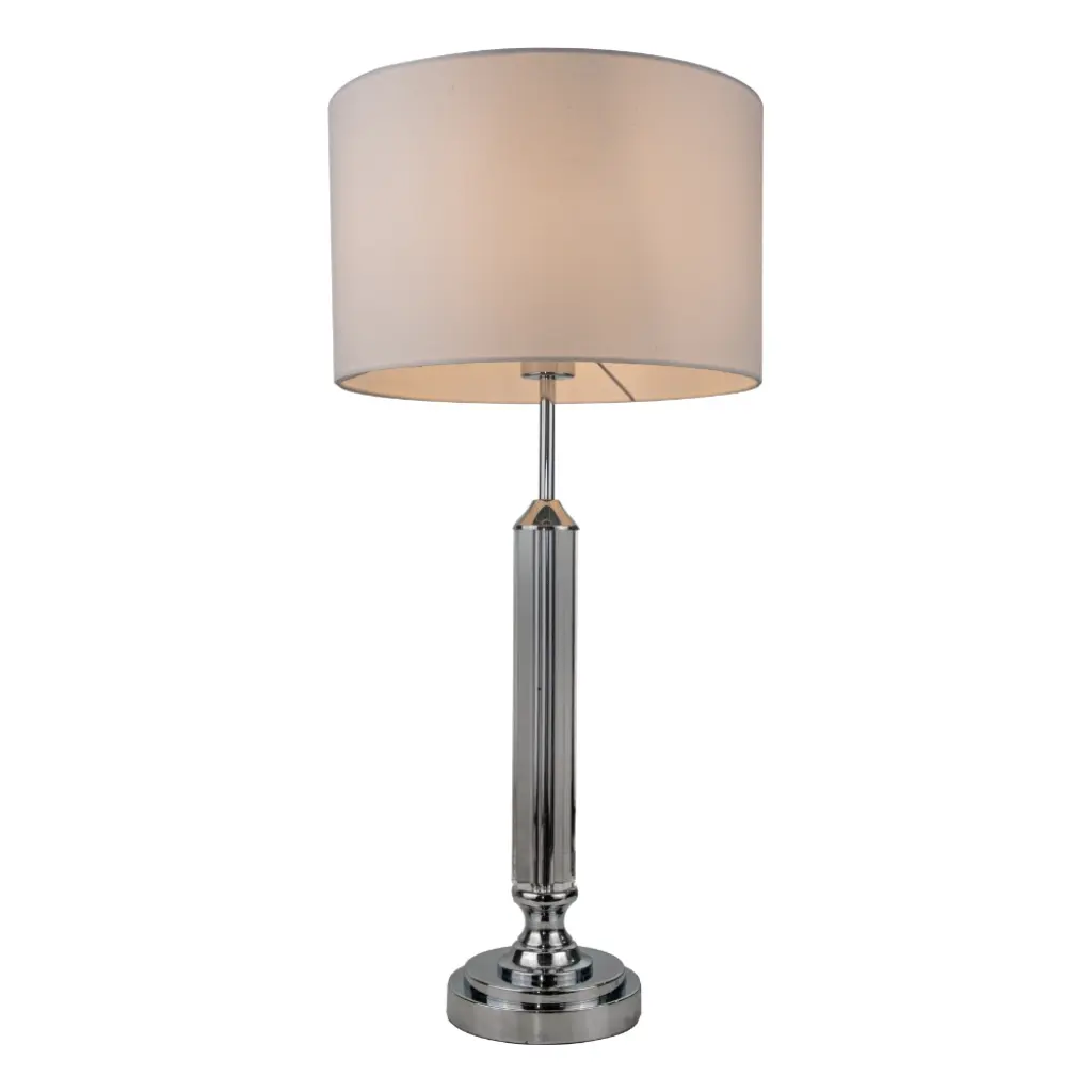 Julie Polished Chrome & Crystal Table Lamp C/W Shade