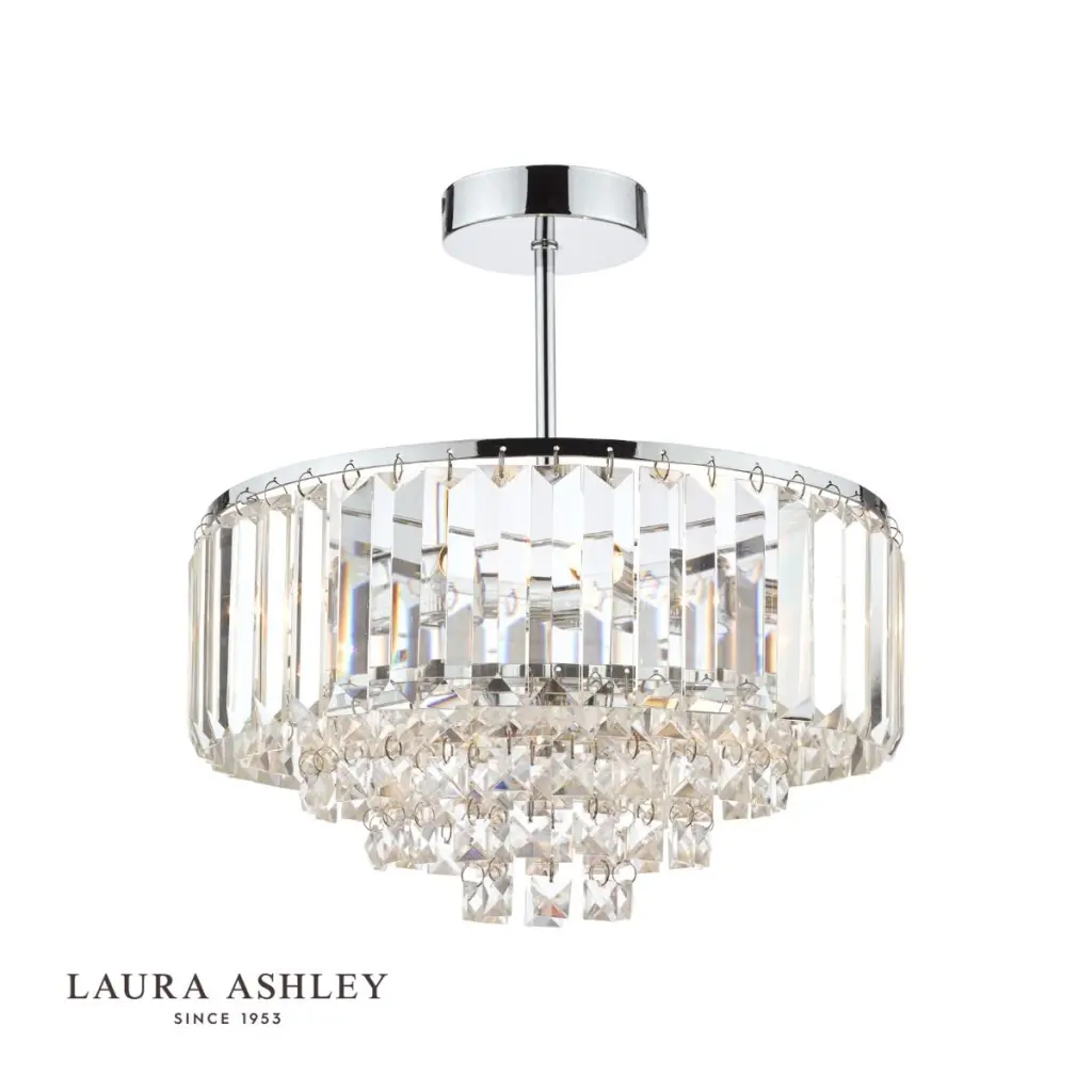Vienna 3lt Semi Flush Crystal & Polished Chrome