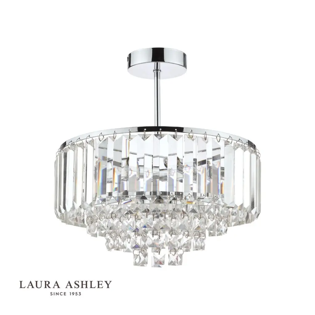Vienna 3lt Semi Flush Crystal & Polished Chrome