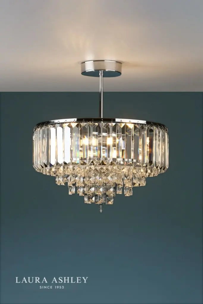 Vienna 3lt Semi Flush Crystal & Polished Chrome