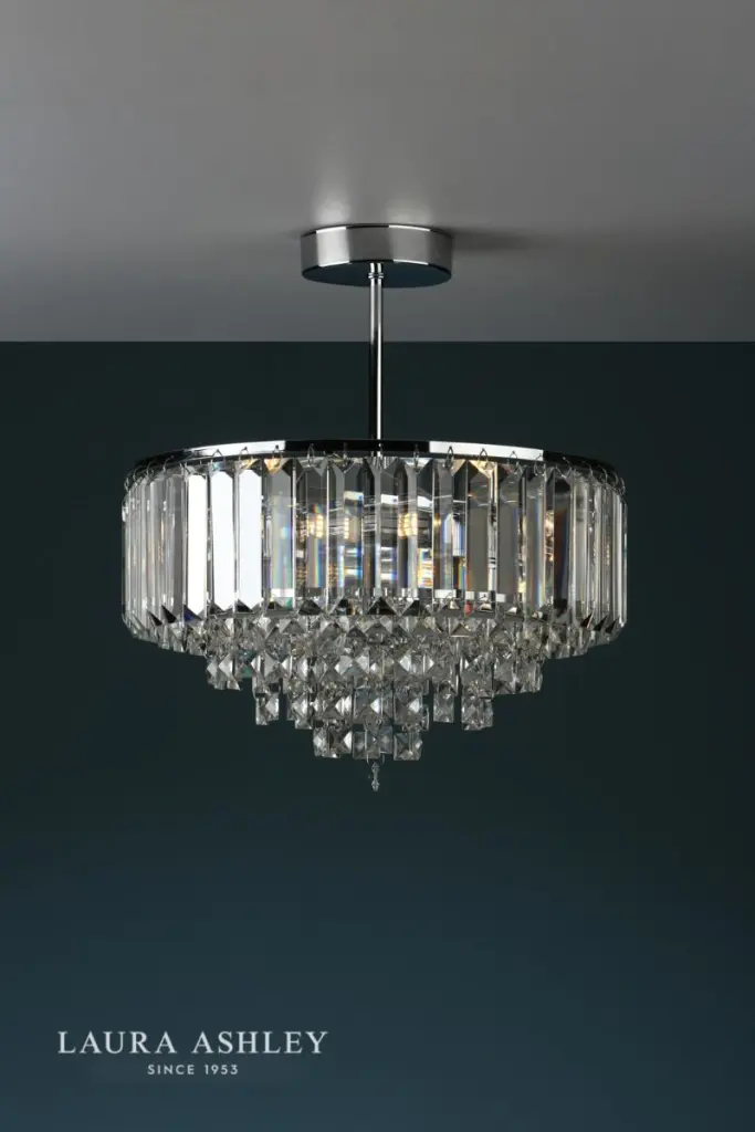 Vienna 3lt Semi Flush Crystal & Polished Chrome