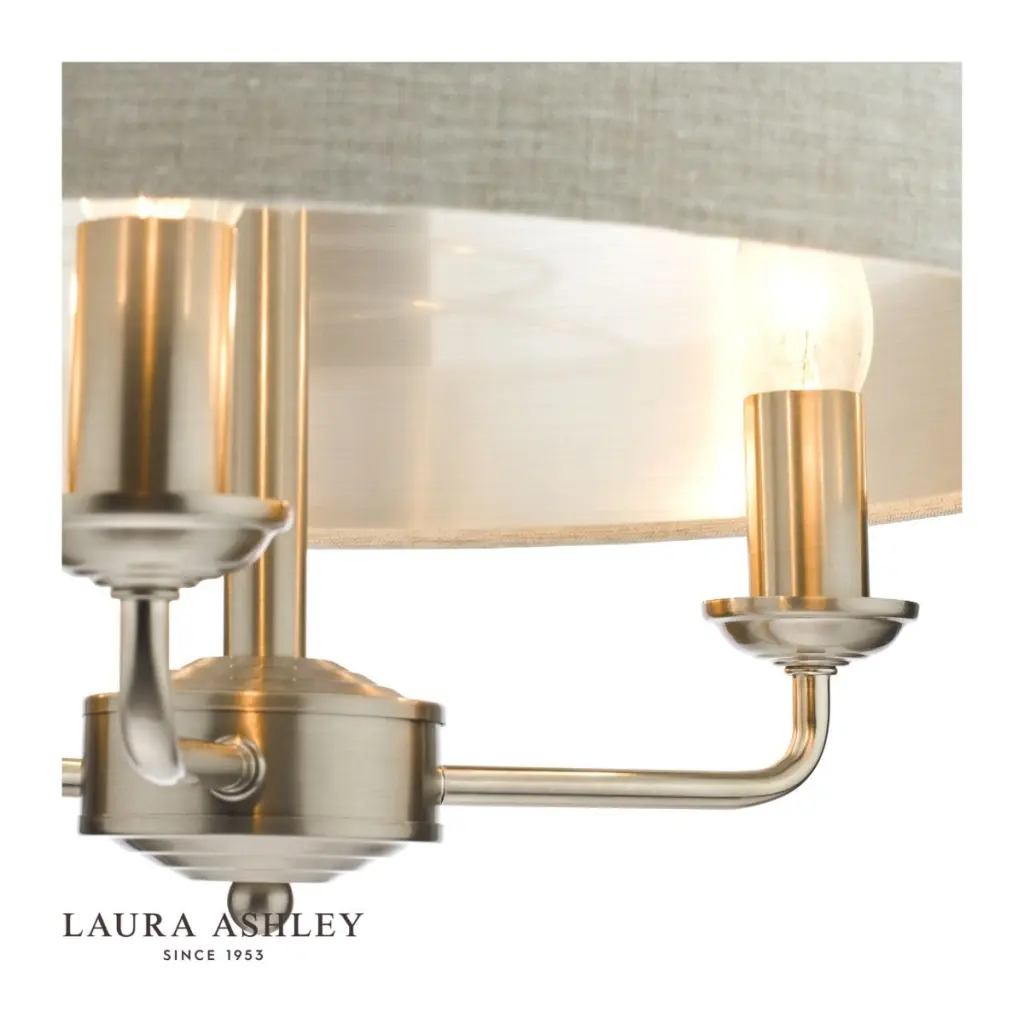 Sorrento 3 Light Pendant Satin Nickel With Natural Shade