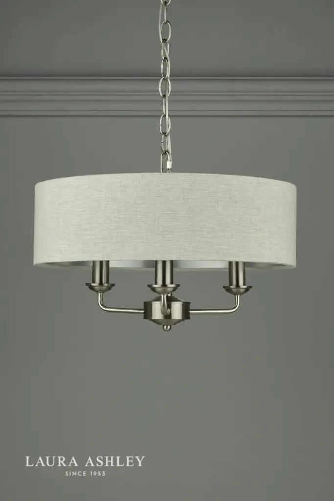 Sorrento 3 Light Pendant Satin Nickel With Natural Shade