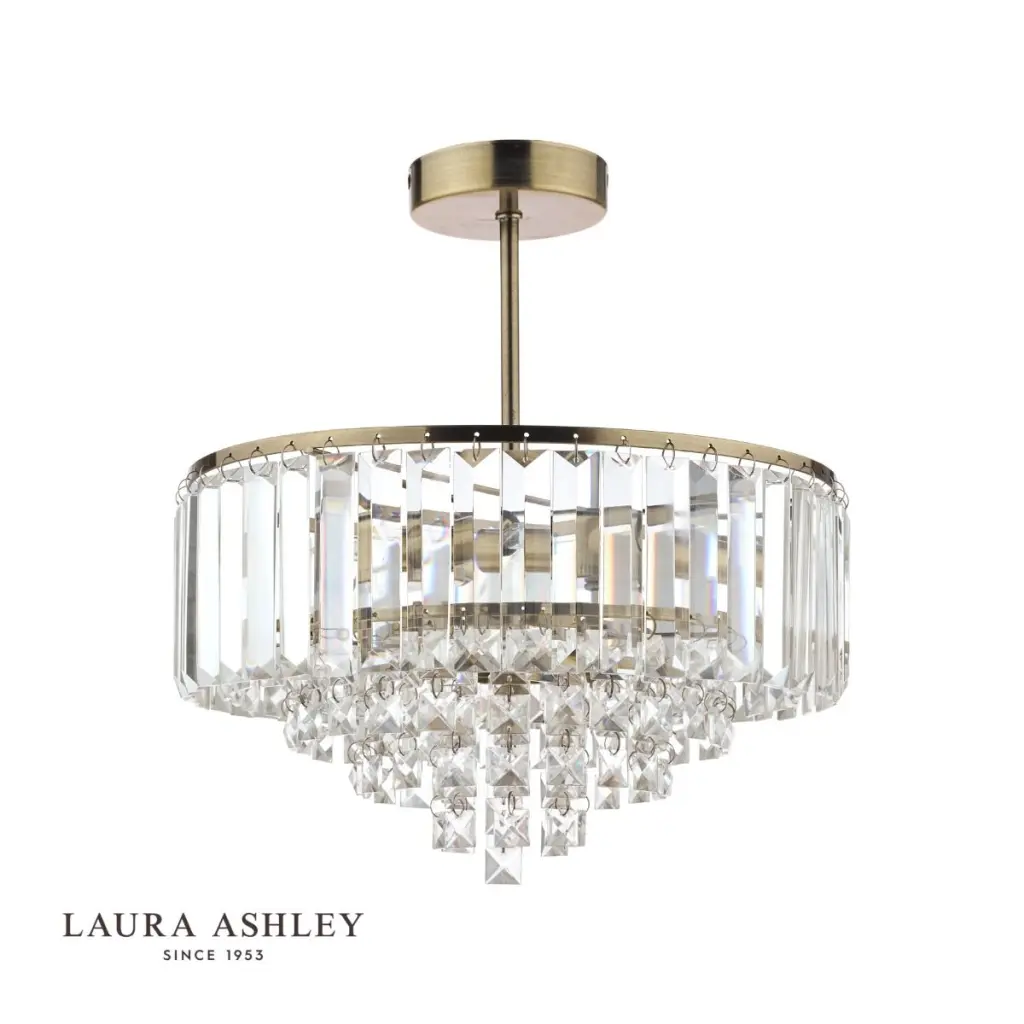 Vienna 3lt Semi Flush Crystal & Antique Brass