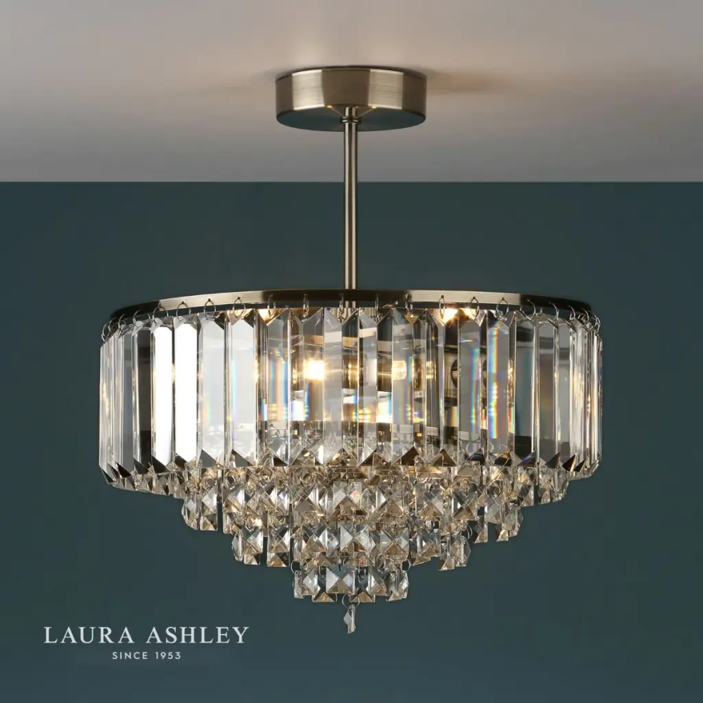 Vienna 3lt Semi Flush Crystal & Antique Brass