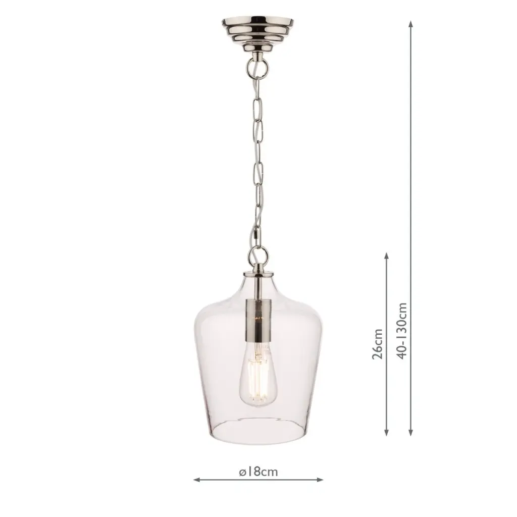 Ockley Polished Chrome & Clear Glass Pendant