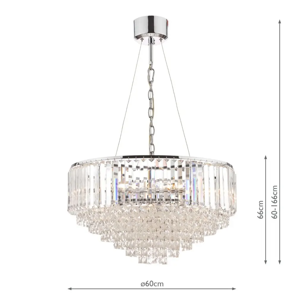 Vienna 9lt Chandelier Crystal & Polished Chrome