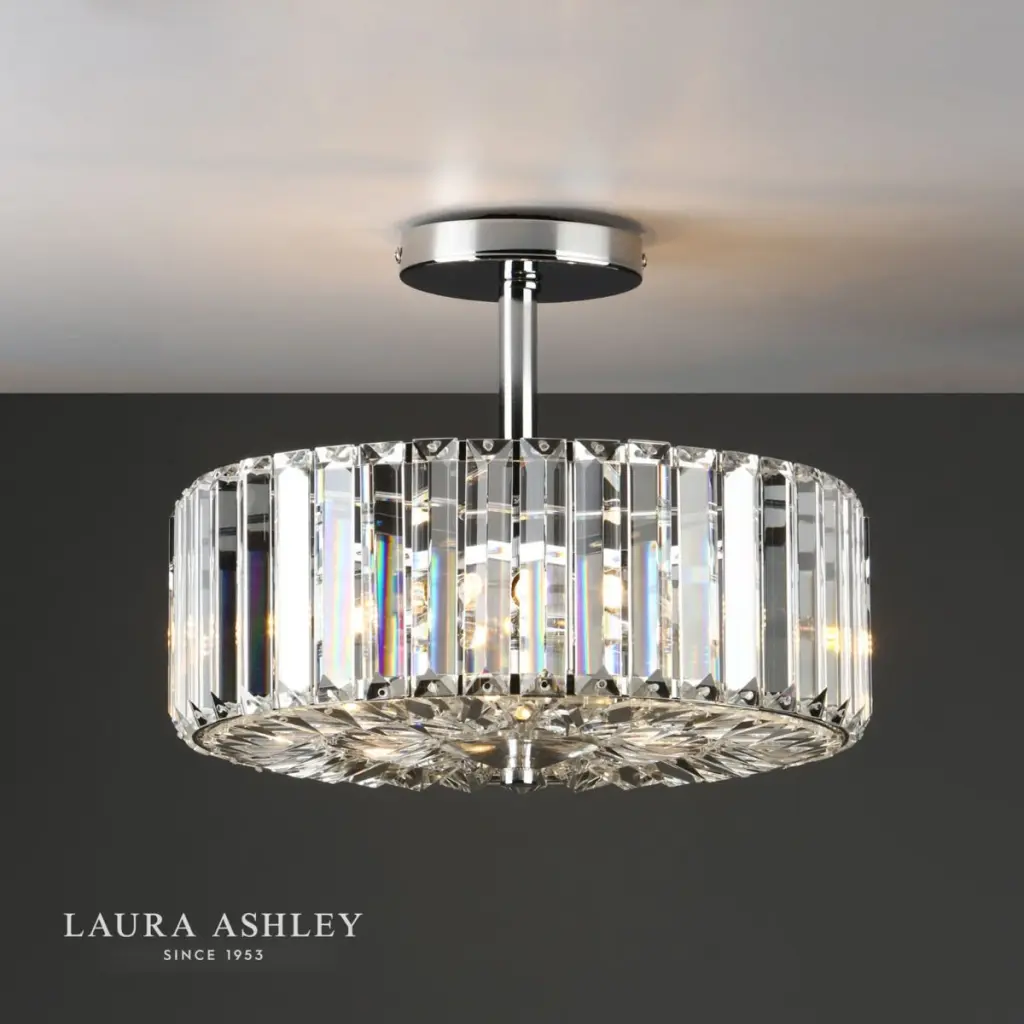 Fernhurst 3 Light Semi Flush Polished Chrome Glass