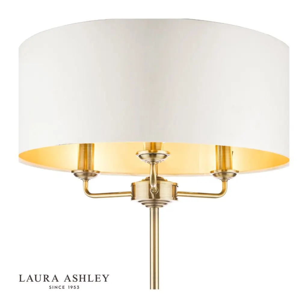 Sorrento 3 Light Floor Lamp Antique Brass With Ivory Shade