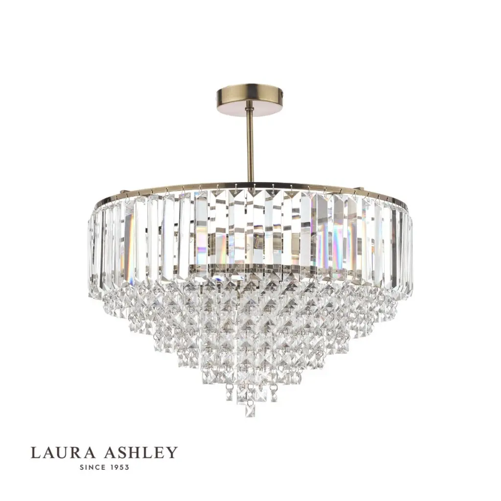 Vienna 5lt Semi Flush Crystal & Antique Brass