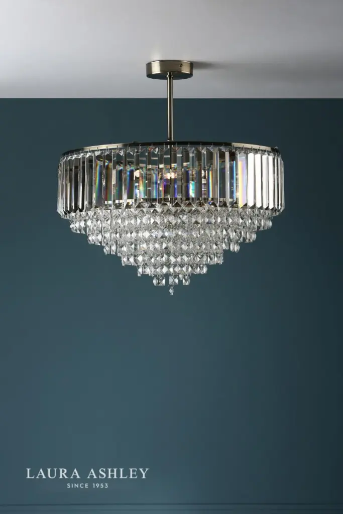 Vienna 5lt Semi Flush Crystal & Antique Brass