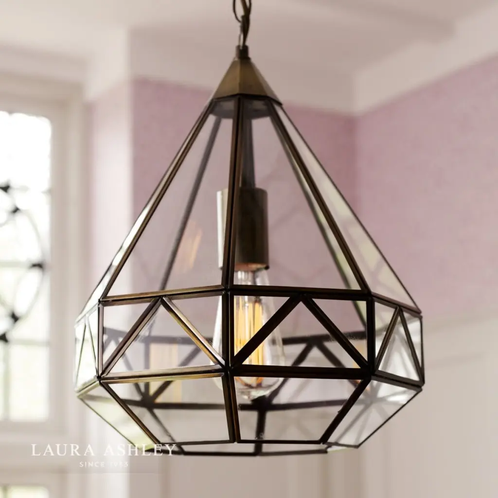 Zaria Antique Brass & Glass Pendant