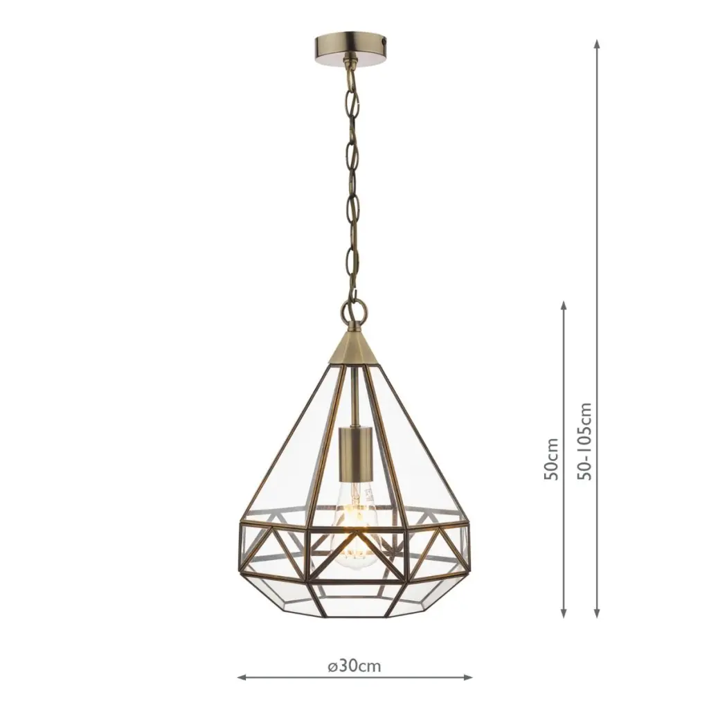 Zaria Antique Brass & Glass Pendant