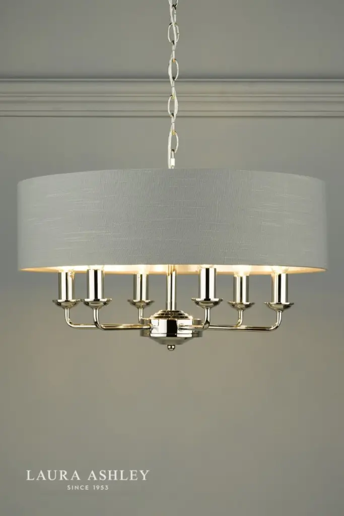 Sorrento 6 Light Pendant Polished Nickel With Charcoal Grey Shade