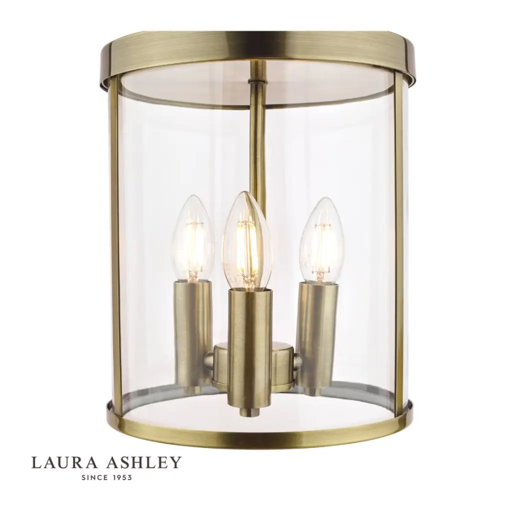Selbourne 3 Light Lantern in Antique Brass & Glass