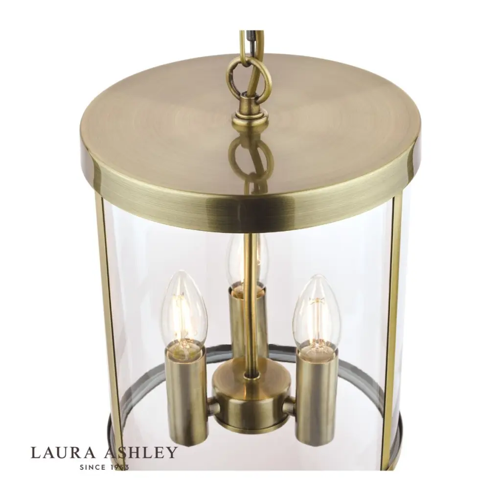 Selbourne 3 Light Lantern in Antique Brass & Glass