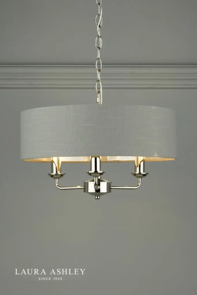 Sorrento 3 Light Pendant Polished Nickel With Charcoal Grey Shade