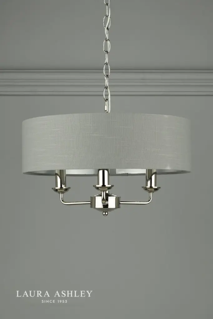 Sorrento 3 Light Pendant Polished Nickel With Charcoal Grey Shade