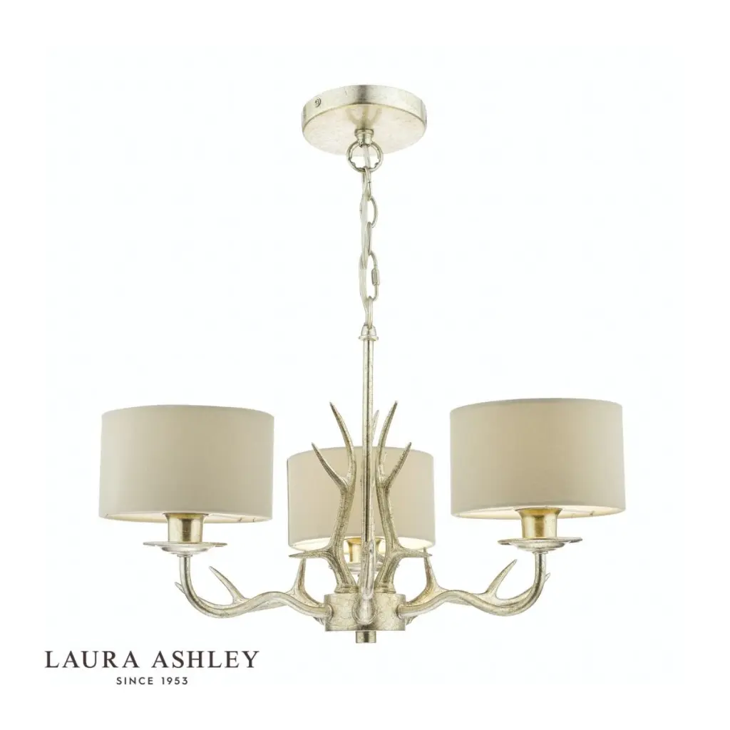 Mulroy 3 Light Antler Chandelier in Champagne Finish C/W Shades
