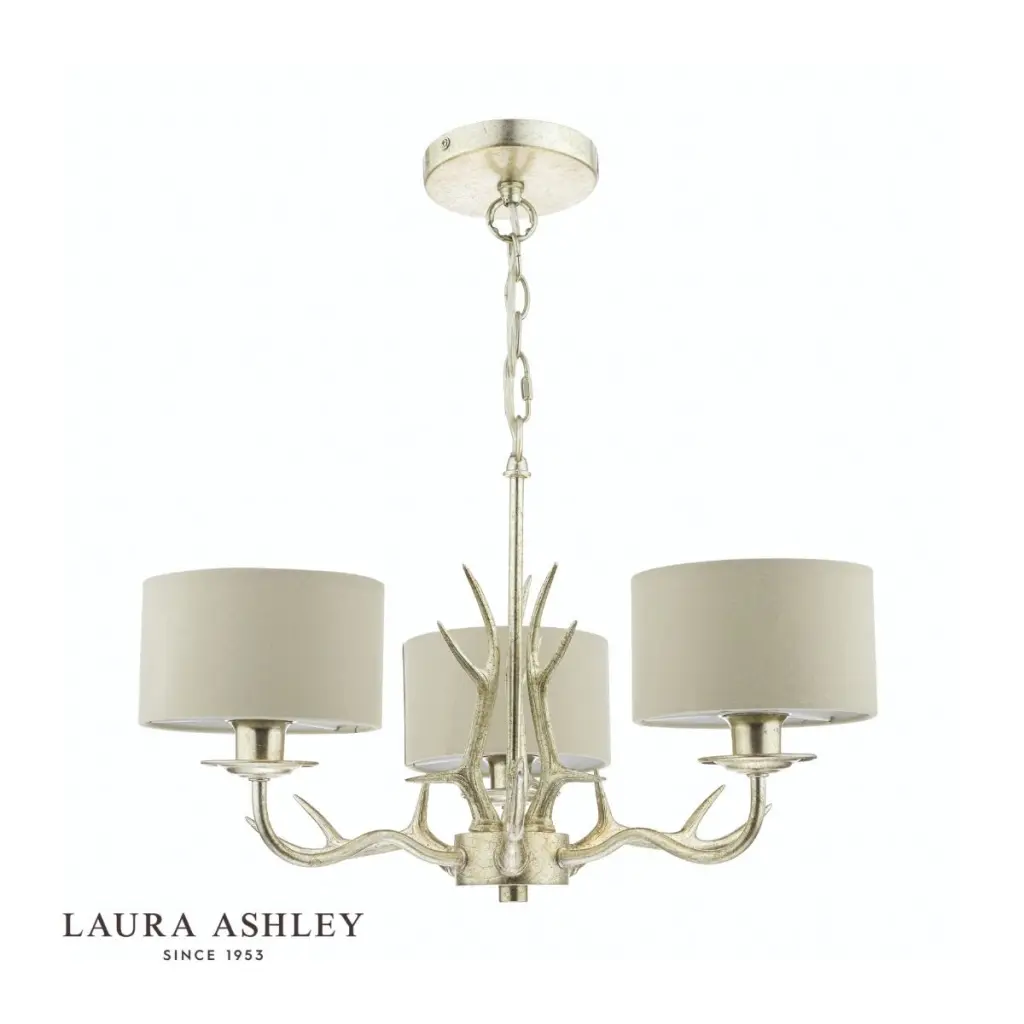 Mulroy 3 Light Antler Chandelier in Champagne Finish C/W Shades