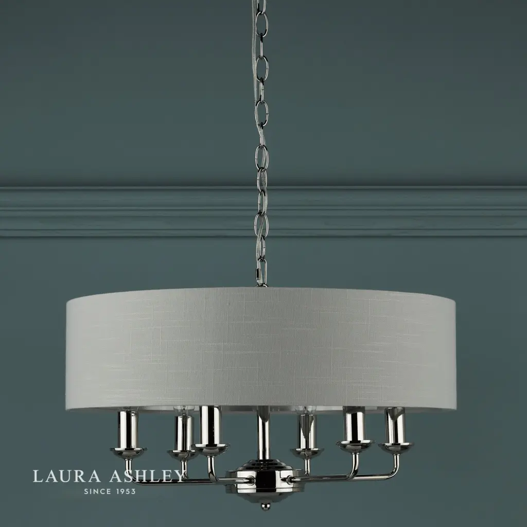 Sorrento 6 Light Pendant Polished Nickel With Silver Shade