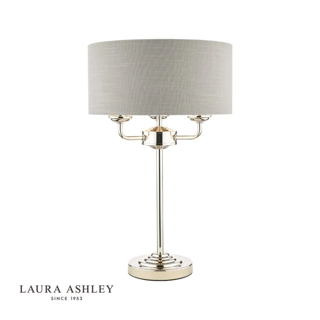 Sorrento 3 Light Table Lamp Polished Nickel With Silver Shade