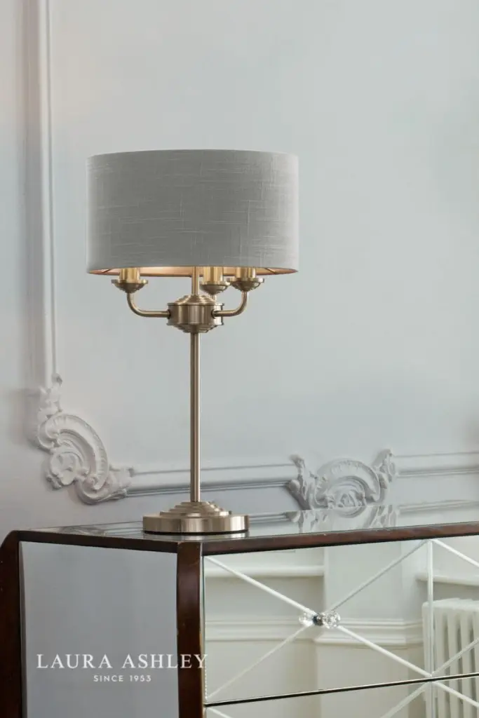 Sorrento 3 Light Table Lamp Polished Nickel With Silver Shade