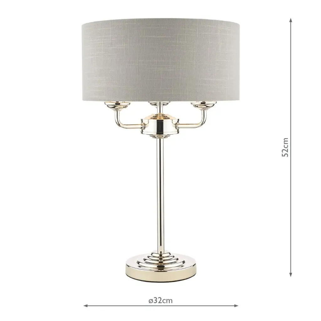 Sorrento 3 Light Table Lamp Polished Nickel With Silver Shade