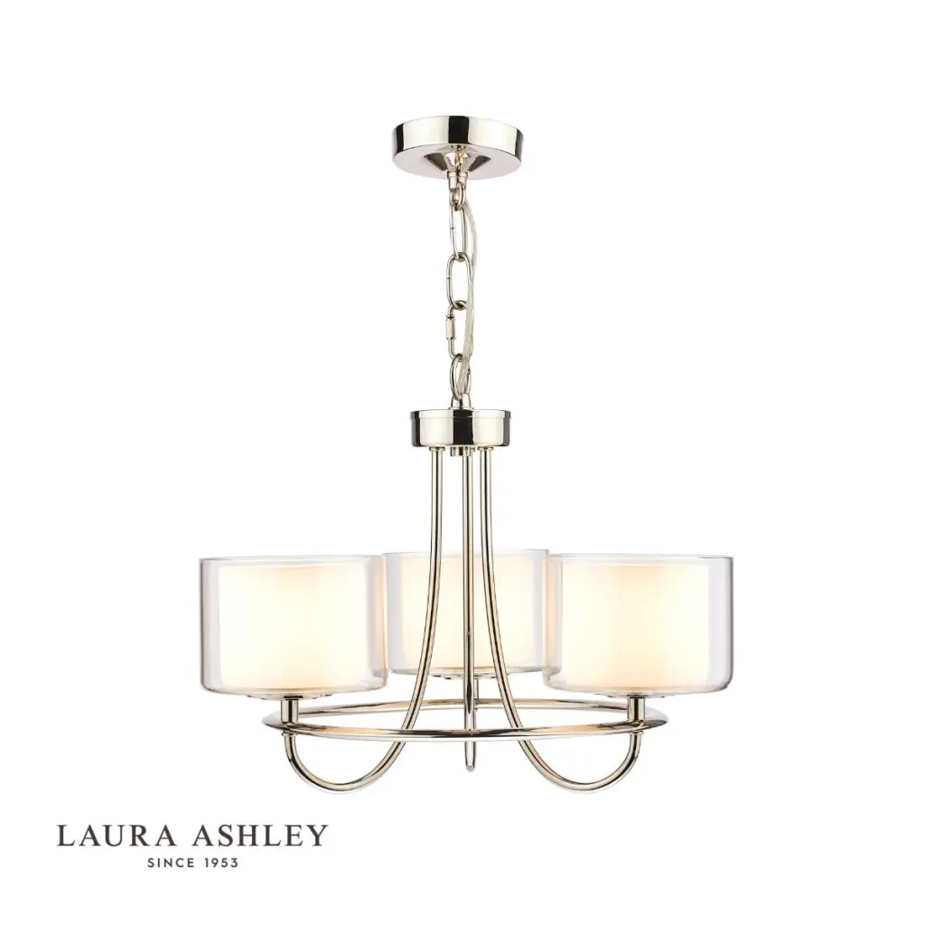 Southwell 3 Light Pendant Polished Nickel & Opal Glass