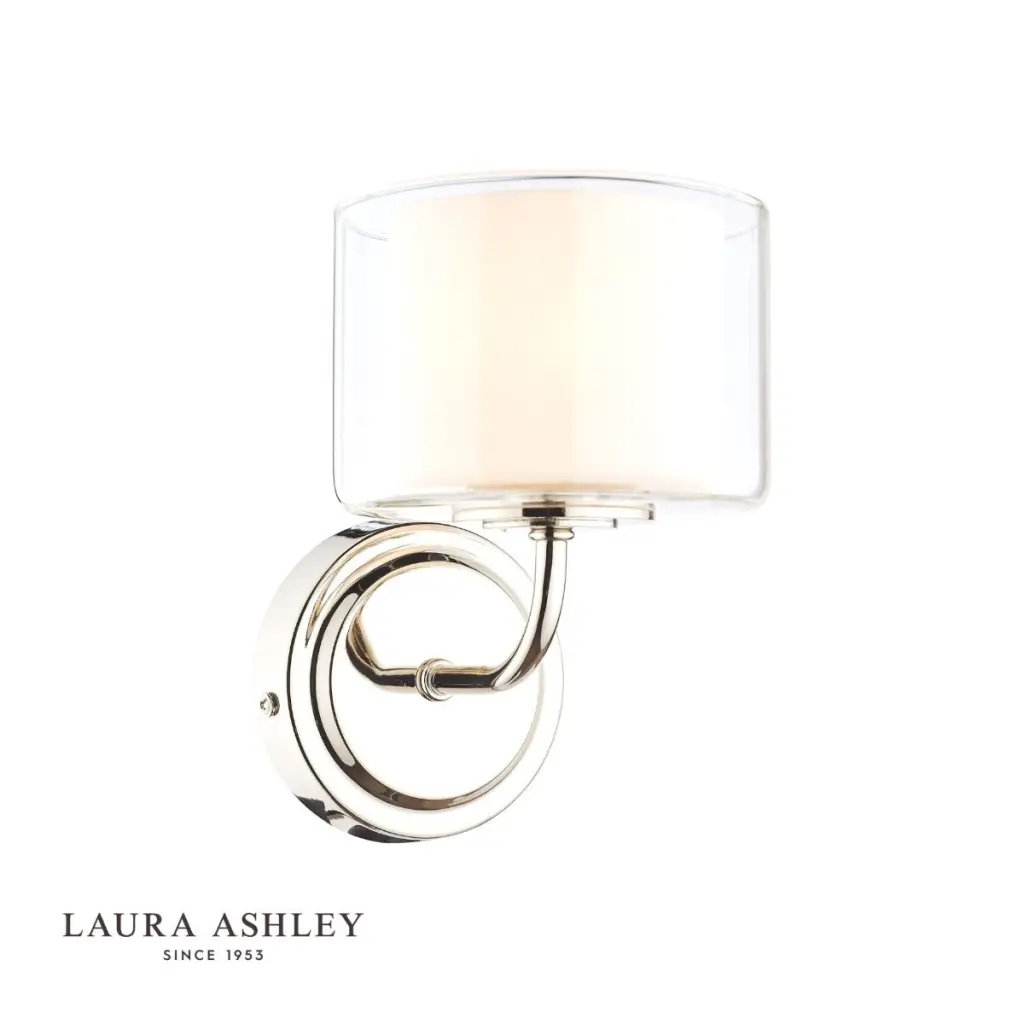 Southwell Wall Light in Polished Nickel & Glass Shade
