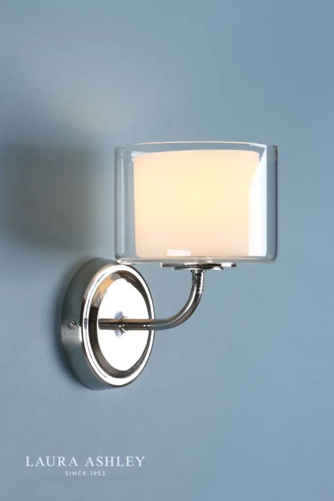 Southwell Wall Light in Polished Nickel & Glass Shade