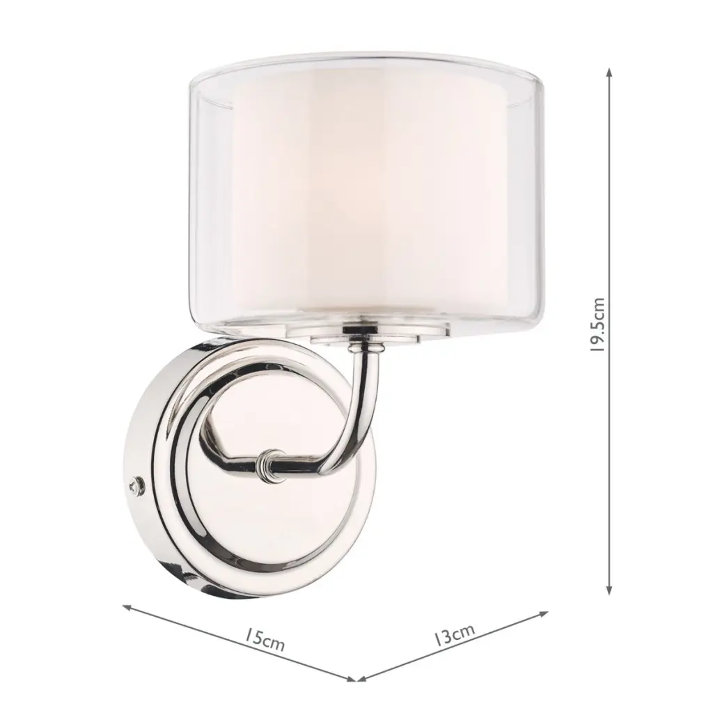 Southwell Wall Light in Polished Nickel & Glass Shade