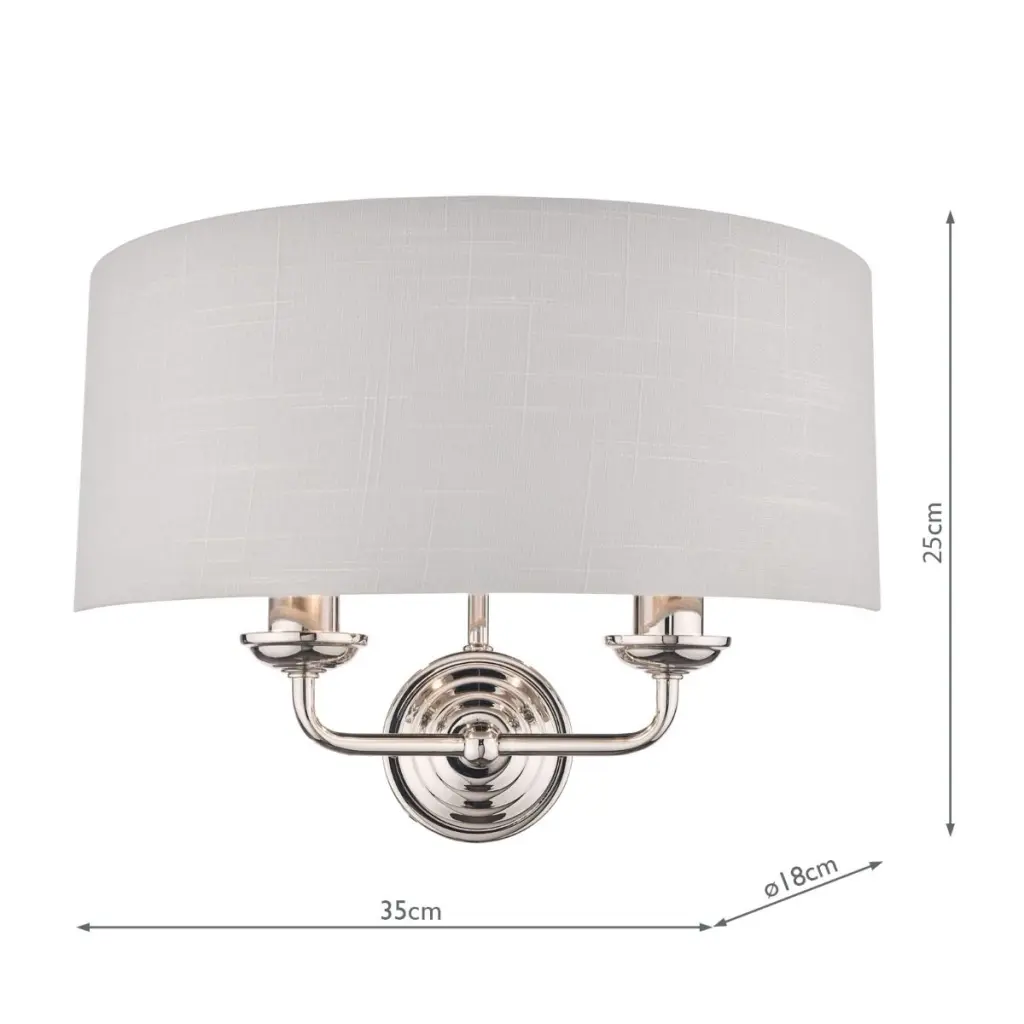 Sorrento 2 Light Wall Light Polished Nickel With Silver Shade
