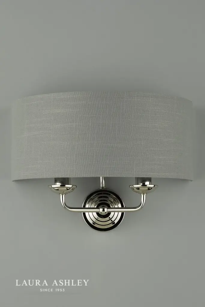 Sorrento 2 Light Wall Light Polished Nickel With Charcoal Grey Shade