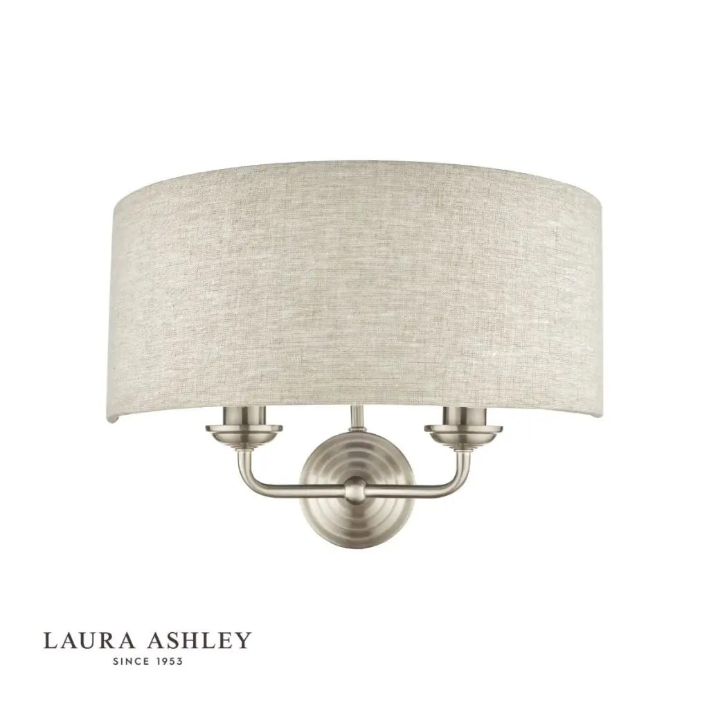 Sorrento 2 Light Wall Light Satin Nickel With Natural Shade