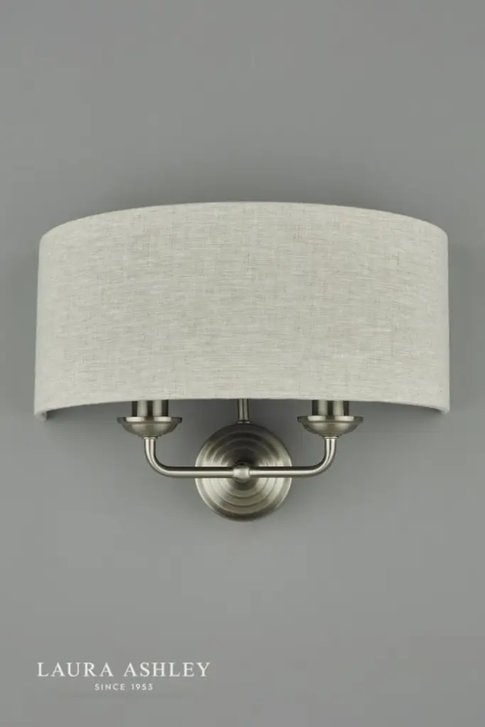 Sorrento 2 Light Wall Light Satin Nickel With Natural Shade