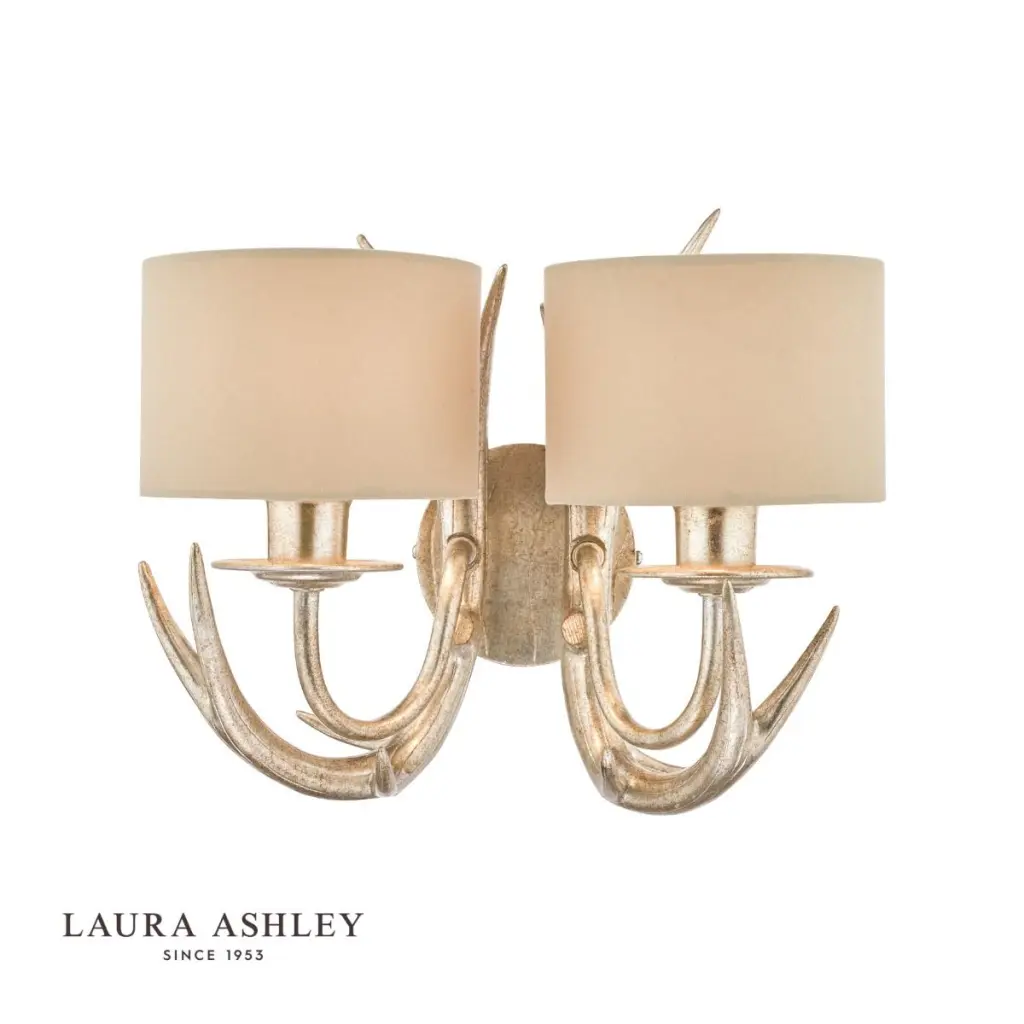 Mulroy Antler 2 Light Wall Fitting in Champagne With Shades