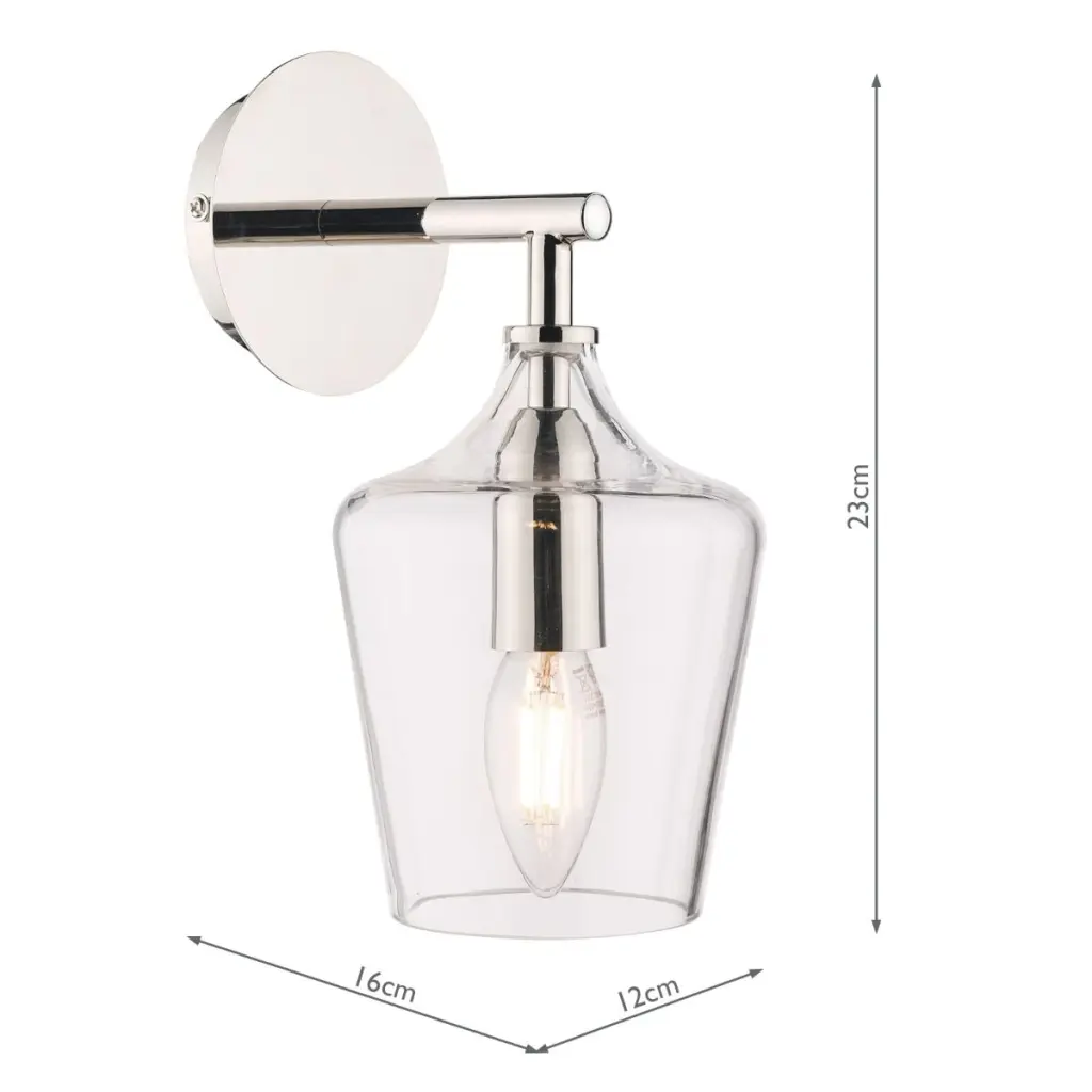 Ockley Polished Chrome Wall Light & Clear Glass