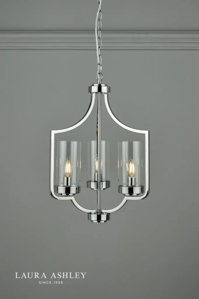 Joseph Polished Chrome & Glass 3 Light Chandelier