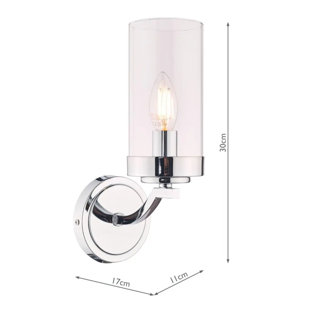 Joseph Wall Light in Polished Chrome & Glass