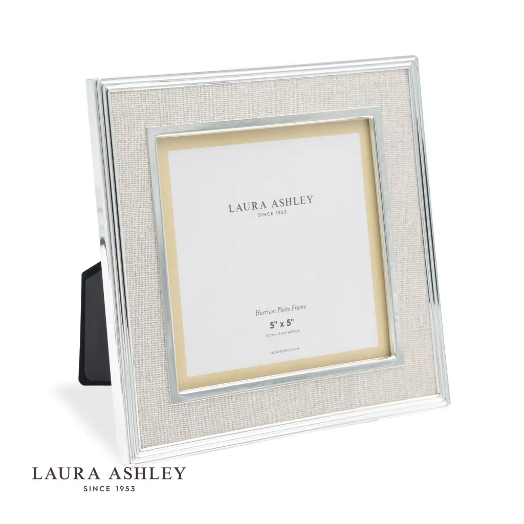 Harrison Square Polished Silver Linen Photo Frame 5x5 Inch