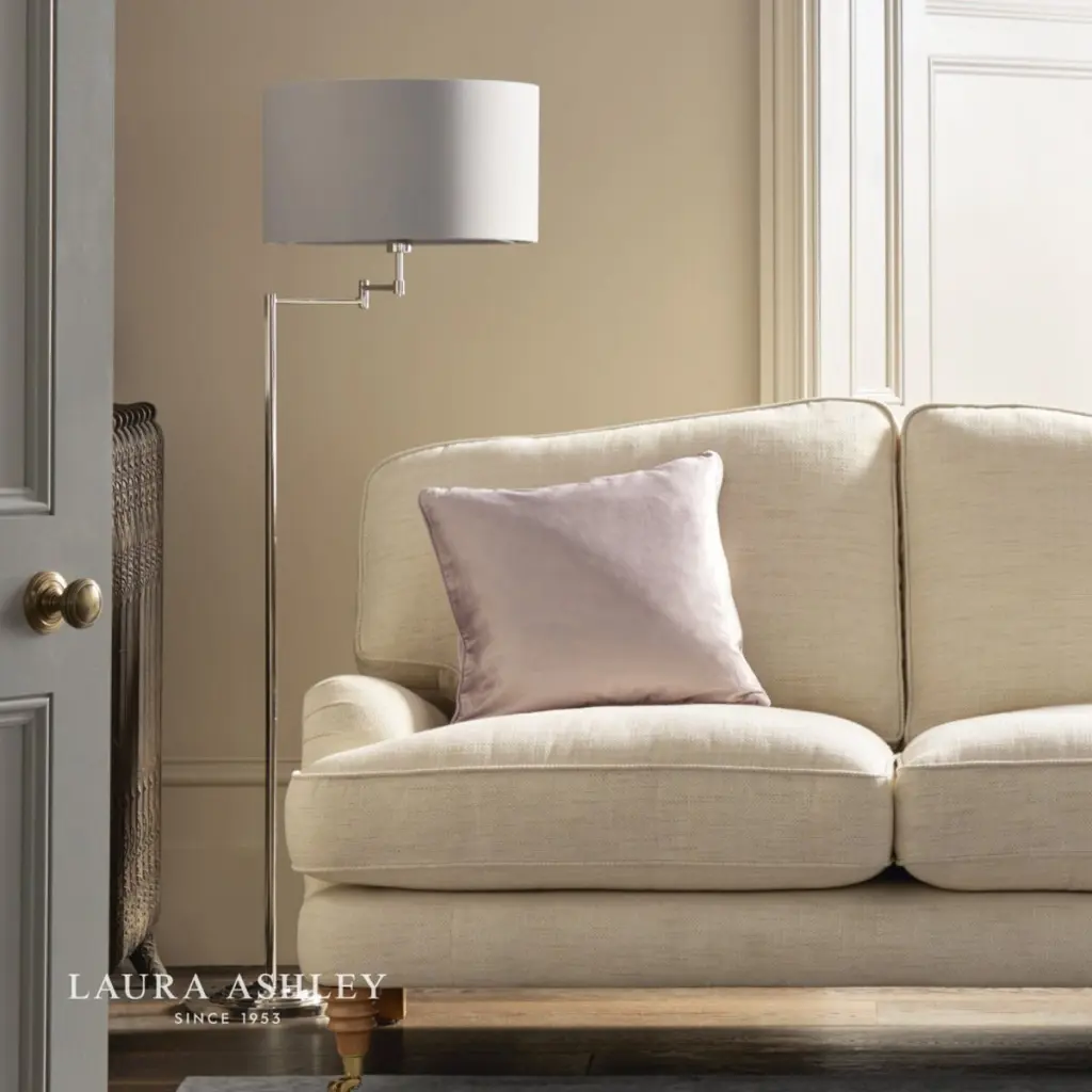 Marlowe Swing Arm Floor Lamp in Polished Nickel C/W Shade
